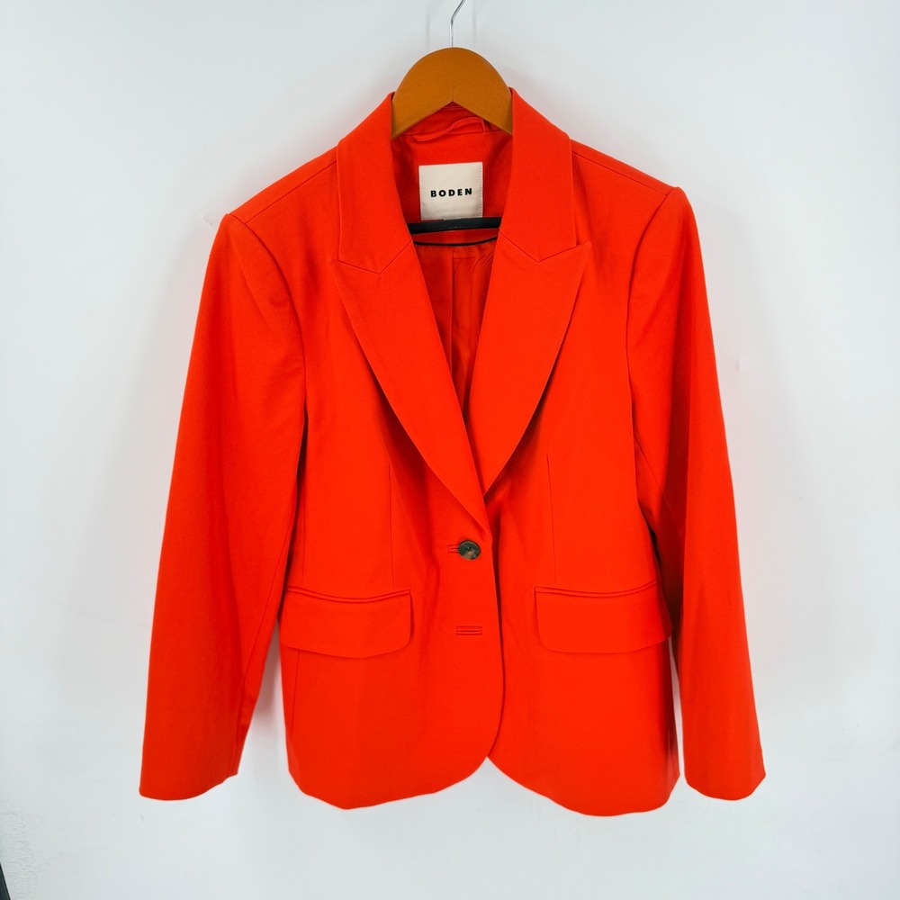 Boden Blazer Bright Red 10P Petite Cotton Stretch One Button Professional Jacket - Picture 9 of 9